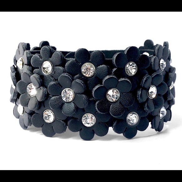 LLK Jewelry - LAST ONE: USA made genuine leather handmade handcrafted flower bracelets